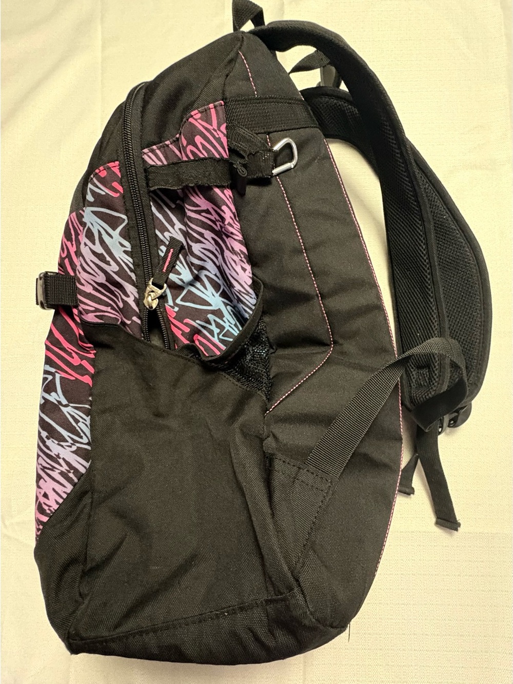 adidas Black Backpack with Pink & Lavender Graffiti Accents - Picture 2 of 6